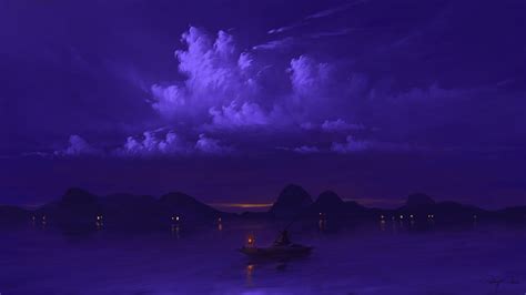 5120x2880 Resolution Boating At Night Digital Art 5k Wallpaper