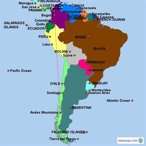 Stepmap South America Latin America Part Two Landkarte Für South