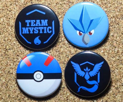 Team Mystic Button Set 4 Pins Articuno Great Ball And 2