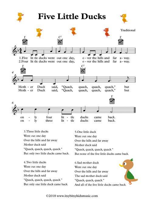 Five Little Ducks Music Lessons For Kids Music For Kids Children