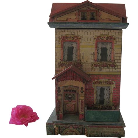 Antique Victorian Lithographed Small Dollhouse 14 C1910 Antiques