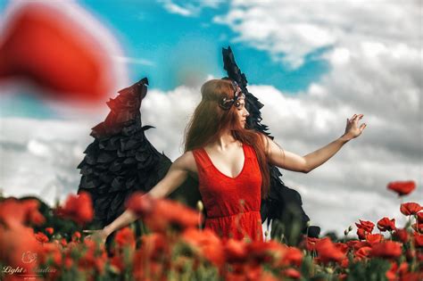 Wallpaper Yri Filichkin Women Sky Red Dress Flowers 500px