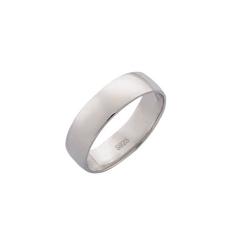 Mens Sterling Silver Band Ring 6mm Wide The Silver Store