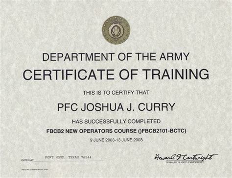 Army Certificate Of Completion Template Certificate Of Completion
