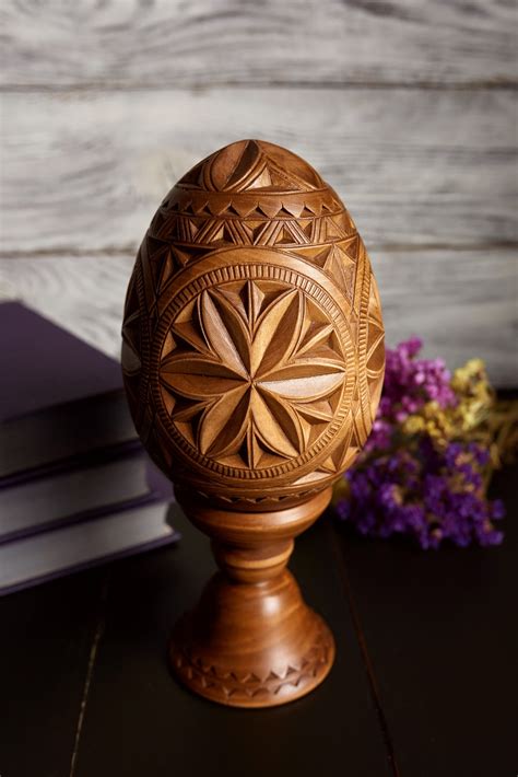 Hand Carved Wooden Egg Easter Decorations 30th 40th 50 60 70 Etsy
