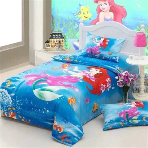 Ariel Mermaid Princess Comforter Bedding Set Single Twin Size Bed Duvet