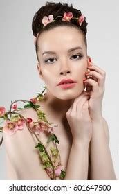Sexy Nude Beautiful Woman Flowersfashion Art Shutterstock