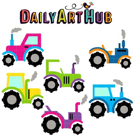 Free Cute Tractors Clip Art Set Daily Art Hub Free Clip Art
