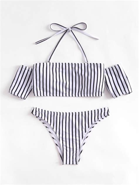 Striped Bikini Set Shein Sheinside Bikinis Striped Bikini Trendy My