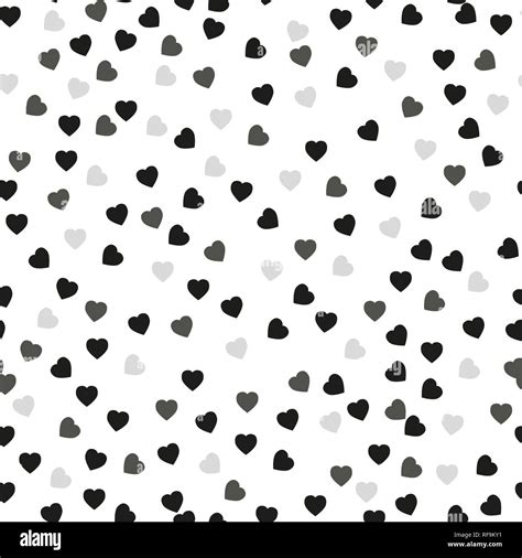 Black Heart Seamless Pattern On White Background Vector Minimalist