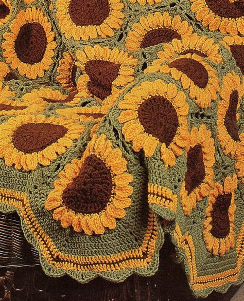 Vintage Crochet Sunflowers Afghan Pattern Pdf Instant Digital Download