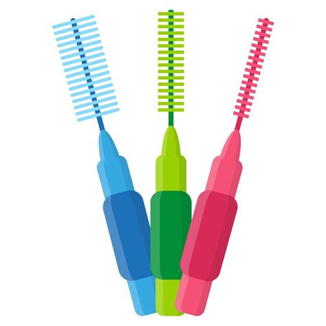 Vector Cartoon Interdental Brushes Or Floss For Cleaning Braces