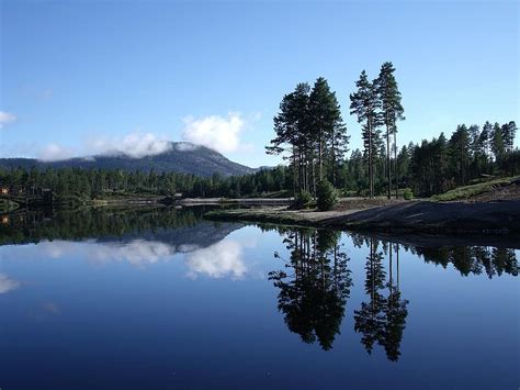 Landscape Norway Lake Reflection Trees Sky Water Pikist