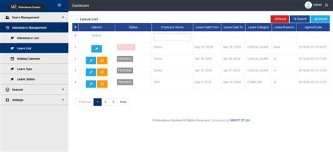 Web Application For Attendance Management System By Crmadda