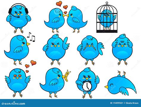 Blue Bird Icons Stock Image Image 19499501