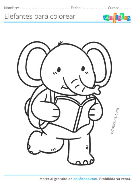 🥇 Dibujos de Elefantes para Colorear. Descargar PDF Gratis