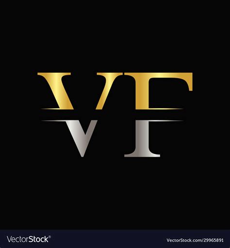 Creative Letter Vf Logo Template With Gold Vector Image