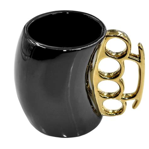 Caliber Gourmet 13 Oz Black And Gold Brass Knuckle Mug