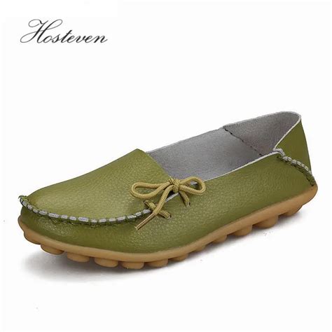 New Women Real Leather Flowers Shoes Mother Loafers Soft Leisure Flats
