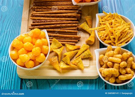 Salty Snacks Served As Party Food In Bowls Stock Image Image Of