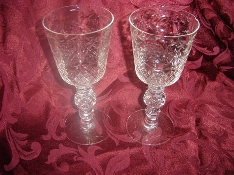 2 Beautiful Antique Wine Glasses 1940s