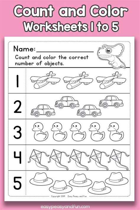 Count And Color Worksheets 1 To 5 Easy Peasy And Fun Membership Color