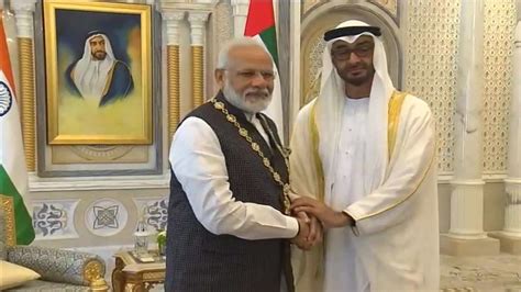 even as pak whines pm modi conferred with uae s highest civilian award by crown prince mohammed