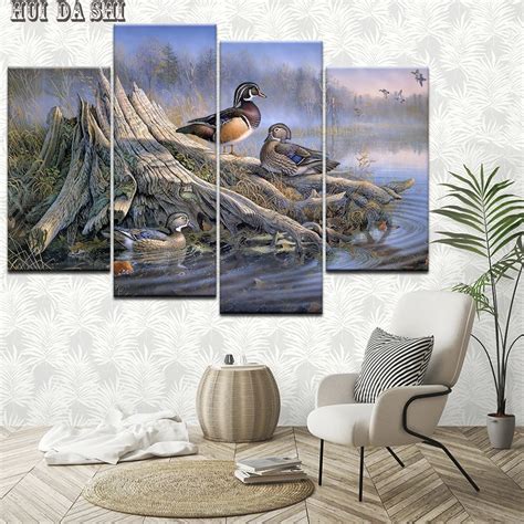 Art And Collectibles Duck Painting Gallery Wall Art Mixed Painting Etna