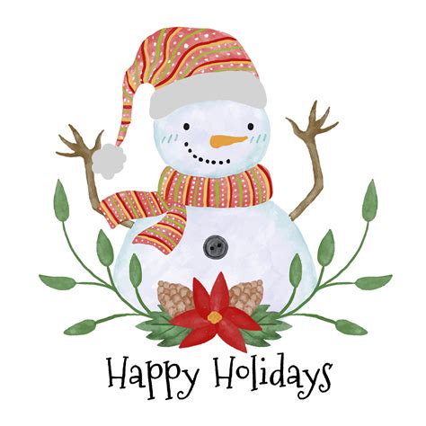 Cute Snowman Smiling With Leaves 259382 Vector Art At Vecteezy