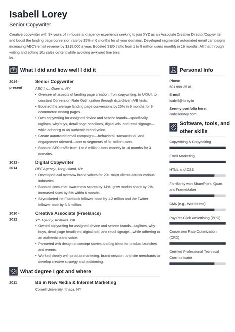 Copywriter Resume Examples And Guide 20 Tips