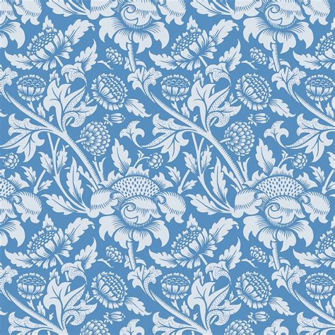 Floral Ornament Blue Seamless Pattern Background Vector Free Image By