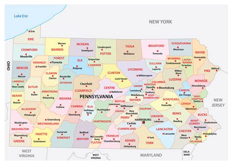 Pennsylvania State Map With Cities And Towns United States Map