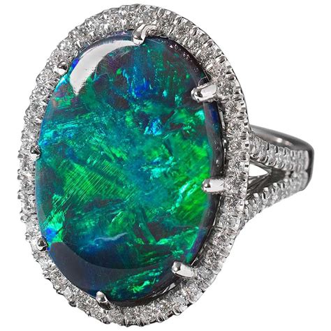 Black Opal And Diamond Ring 910 Carats For Sale At 1stdibs