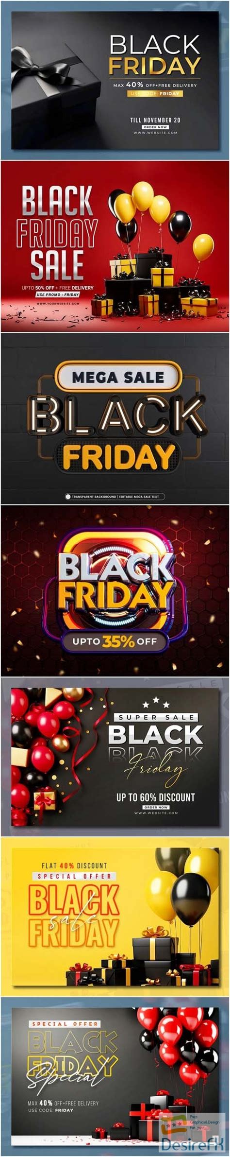 Download Black Friday Sale Banner With Realistic 3d Ts And Balloons