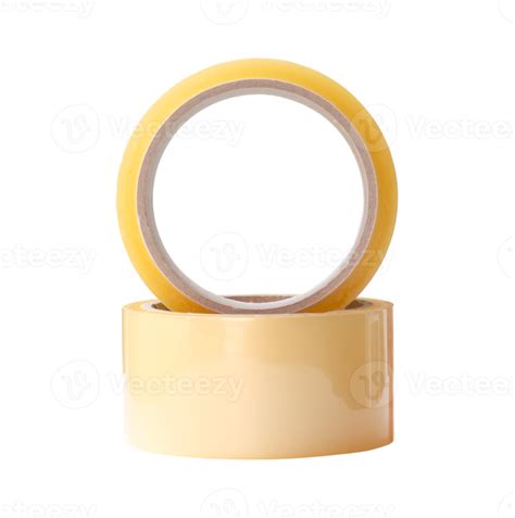 Two Brown Transparent Tape In Stack Isolated With Clipping Path In Png
