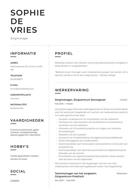 CV Zorgmanager Zorg Teamleider Handleiding 12 CV S In PDF