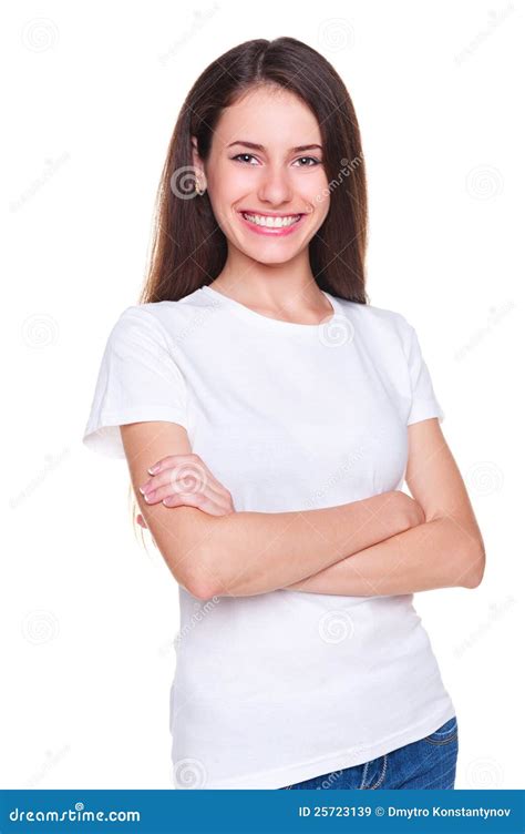 Woman In White T Shirt Standing Stock Image Image 25723139