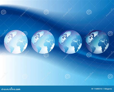 Blue Background With Globes Stock Vector Illustration Of Continent