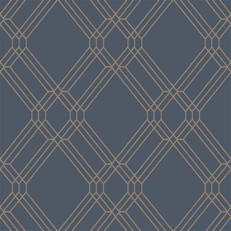 Grandeco Diamond Lattice Geometric Metallic Navy Blue