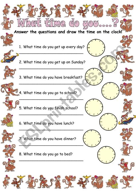What Time Do You Esl Worksheet By Margius
