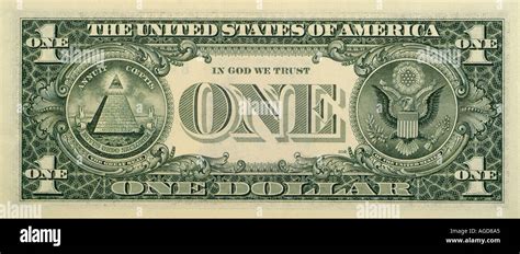 Reverse Of A Us One Dollar Bill Often Referred To As The Green Back