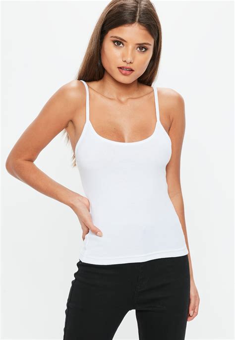 Missguided Cotton White Strappy Cami Top Lyst