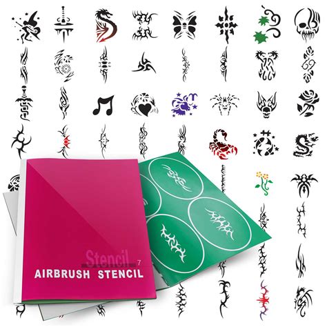 Pointzero Temporary Tattoo Airbrush Stencils 100 Designs Book 7