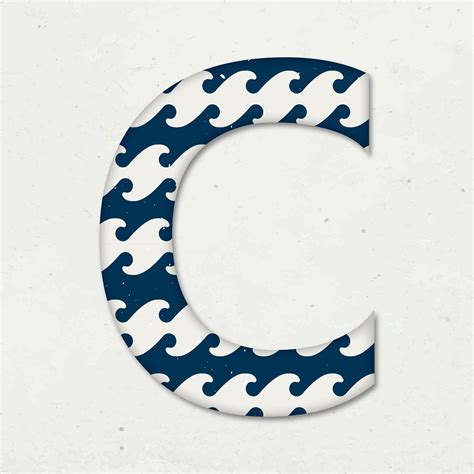 Letter C Japanese Wave Vector Pattern Typography Free Image By
