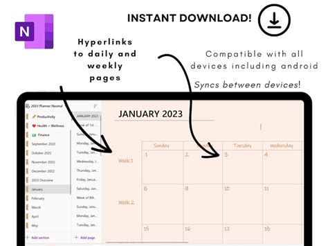 Onenote Digital Planner 2022 2023 Hyperlinked Dated Planner Etsy