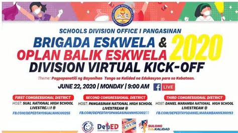 Brigada Eskwela And Oplan Balik Eskwela 2020 School Based Virtual Kick