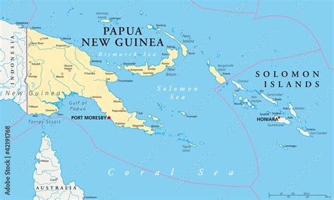 Vetor De Papua New Guinea Political Map With Capital Port Moresby My
