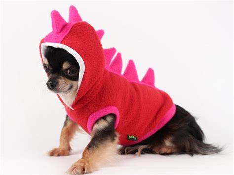 Dog Costume Dinosaur Spikes Hoodie In Red And Pink Cute Hoodie Etsy