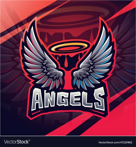 Angel Wings Esport Mascot Logo Design Royalty Free Vector