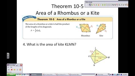 10 2 Areas Of Trapezoids Rhombuses And Kites Youtube